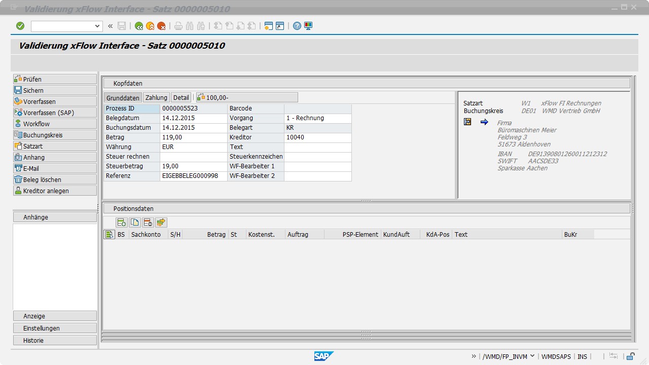 Eigenbeleg in xFlow Interface
